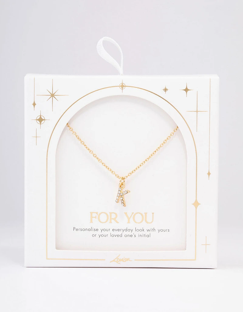 Gold Plated Letter K Pendant Necklace