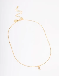 Gold Plated  Letter R Square Pendant Necklace