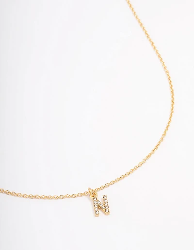 Gold Plated  Letter N Pendant Necklace