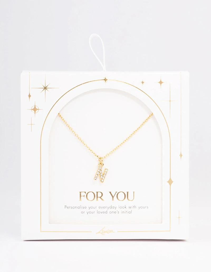 Gold Plated  Letter N Pendant Necklace