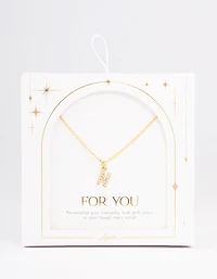 Gold Plated  Letter N Pendant Necklace