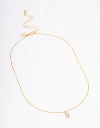 Collier pendentif en lettres N plaquées or