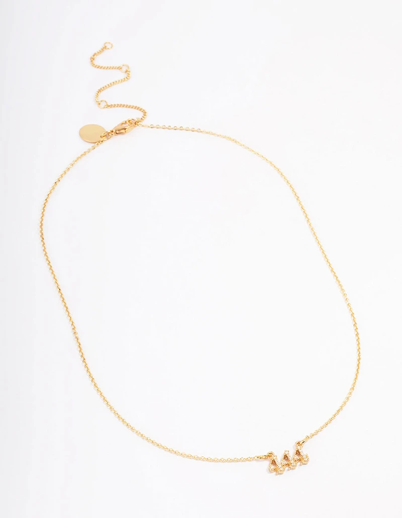 Gold Plated Cubic Zirconia 444 Angel Number Pendant Necklace
