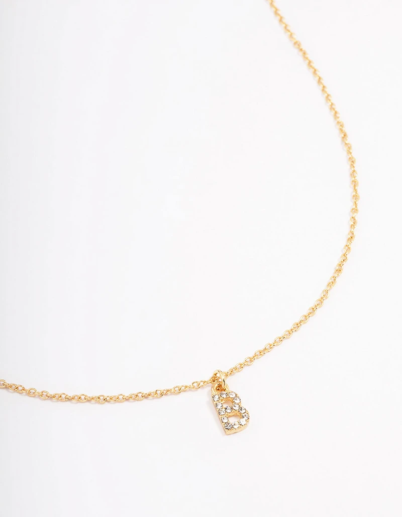 Gold Plated Letter B Pendant Necklace