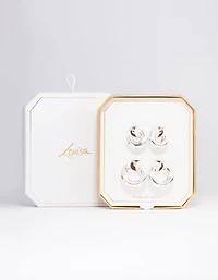 Silver Plated Chubby Hoop Earring Pack