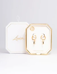 Gold Plated Cubic Zirconia Drop Hoop Earrings