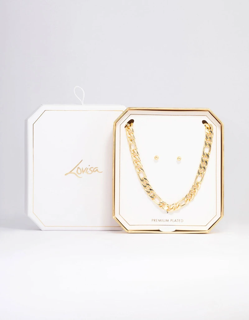 Gold Plated Figaro Chain Necklace