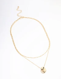 Gold Plated Layered Drop Pendant Necklace