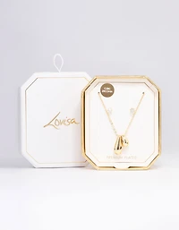 Gold Plated Double Drop Pendant Necklace & Earrings Set