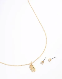 Gold Plated Fine Pendant Necklace & Earrings Set