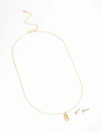 Gold Plated Fine Pendant Necklace & Earrings Set