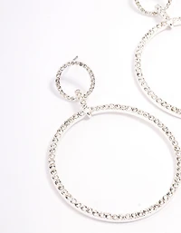 Silver Diamante Circle Drop Earrings
