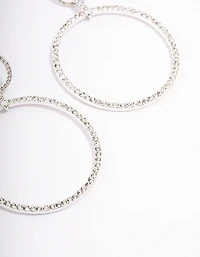 Silver Diamante Circle Drop Earrings