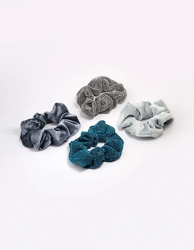 Cadeau de 4 cadeaux de chouchou de Noël bleu pour cheveux