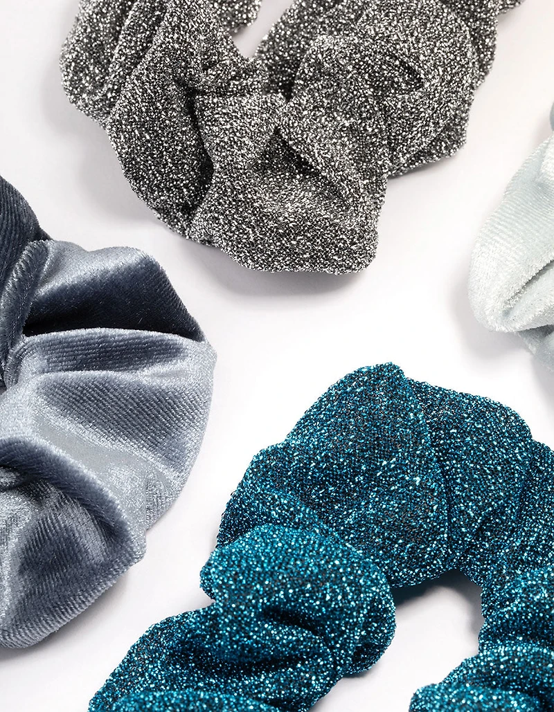 Cadeau de 4 cadeaux de chouchou de Noël bleu pour cheveux