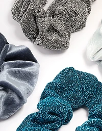 Cadeau de 4 cadeaux de chouchou de Noël bleu pour cheveux