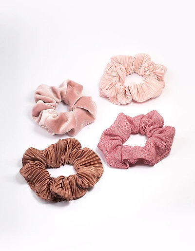 Cadeau de chouchou de Noël rose pour cheveux de Noël, 4-pack