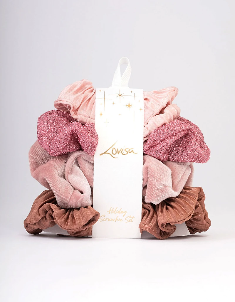 Cadeau de chouchou de Noël rose pour cheveux de Noël, 4-pack
