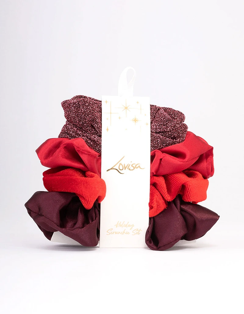 Cadeau de chouchou de Noël rouge pour cheveux de Noël, 4-pack