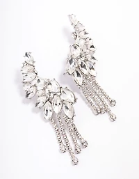 Silver Multi Diamante Cup Chain Ear Cuff