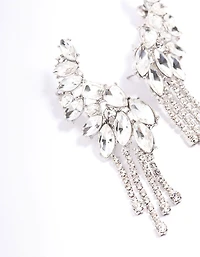 Silver Multi Diamante Cup Chain Ear Cuff
