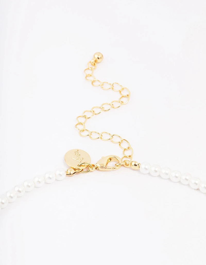 Gold Plated Pearl &  Letter K  Pendant Necklace