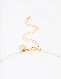 Gold Plated Pearl &  Letter K  Pendant Necklace