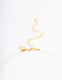 Gold Plated Pearl & Letter S Pendant Necklace