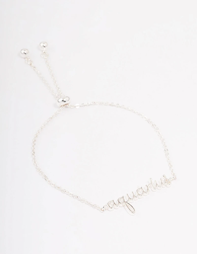 Silver Plated Aquarius Script Bracelet