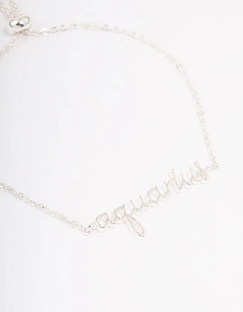 Silver Plated Aquarius Script Bracelet