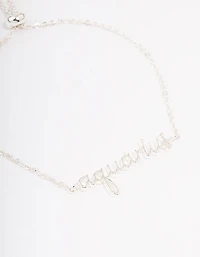Silver Plated Aquarius Script Bracelet