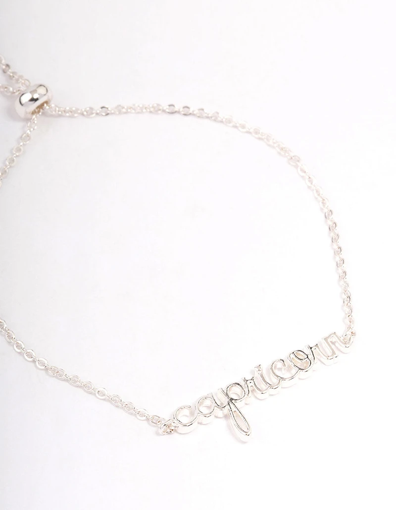 Silver Plated Capricorn Script Bracelet