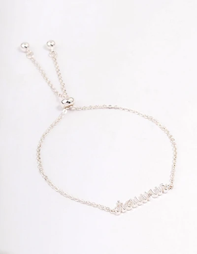 Silver Plated Taurus Script Bracelet