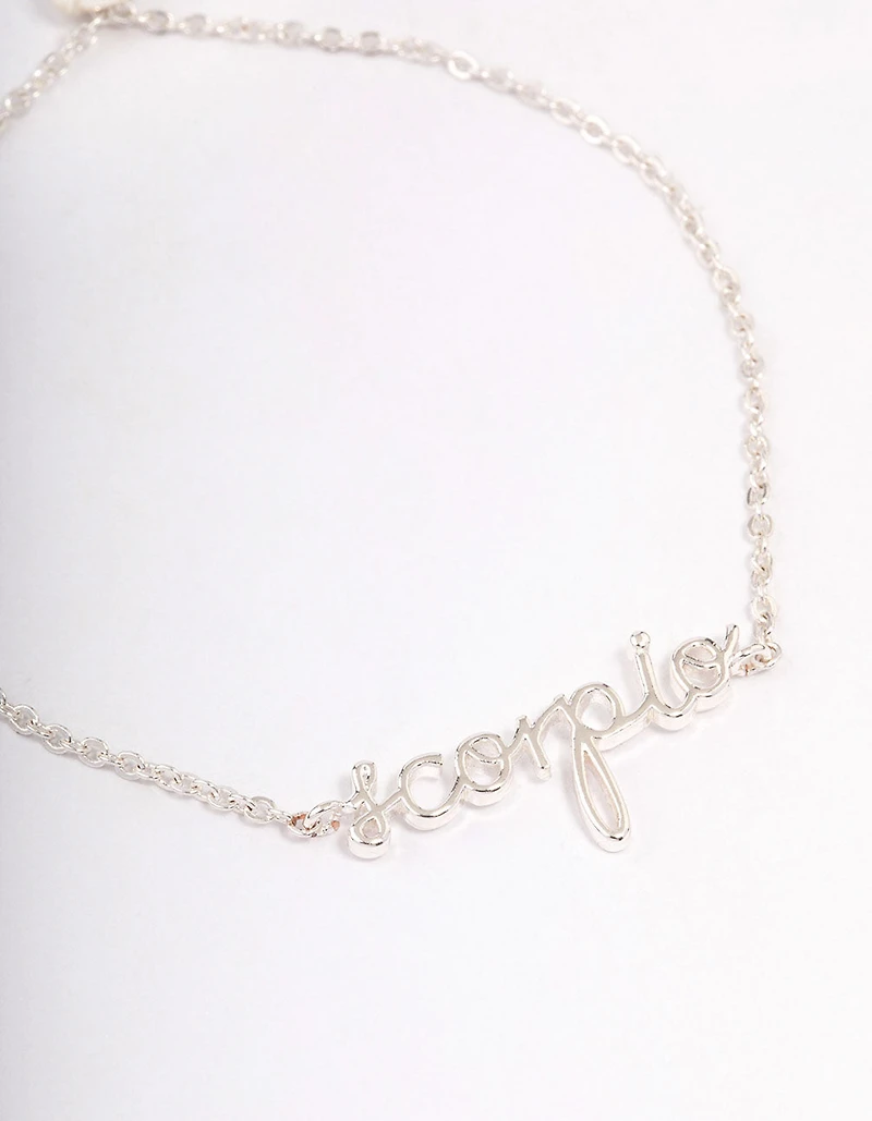 Silver Plated Scorpio Script Bracelet