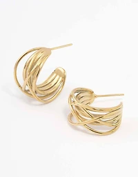 Waterproof Gold Plated Stainless Steel Organic Wire Hoop Earrings