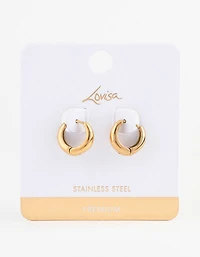 Waterproof Gold Plated Stainless Steel Mini Drop Huggie Earrings