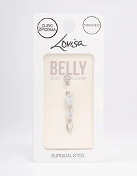 Surgical Steel Triangular Graduating Pear Belly Ring