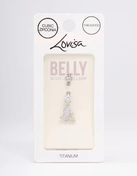 Surgical Steel Cubic Zirconia Drop Butterfly Belly Ring