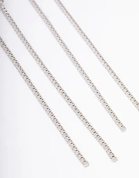 Silver Cubic Zirconia Skinny Layered Drop Earrings