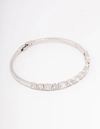 Silver Cubic Zirconia Mixed Shape Stone Bangle