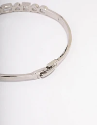 Silver Cubic Zirconia Mixed Shape Stone Bangle