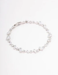 Silver Cubic Zirconia Rectangle & Square Stone Bracelet