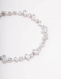 Silver Cubic Zirconia Rectangle & Square Stone Bracelet
