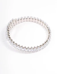 Silver Cubic Zirconia Navette Stone Wrist Cuff