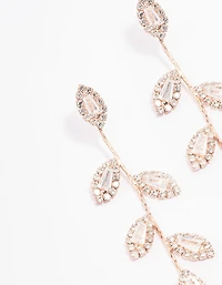 Rose Gold Diamante Leaf Drop Earrings
