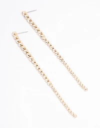 Gold Round Diamante Cup Chain Drop Earrings