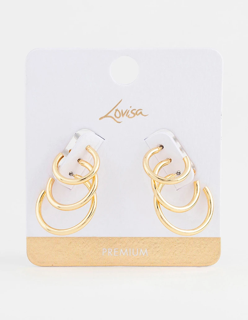 Gold Plated Thin Hoop Earring 3-Pack