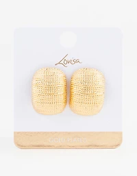 Gold Plated Textured Bold Stud Earrings