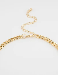 Gold Plated Dome Cup Chain Curb Pendant Necklace