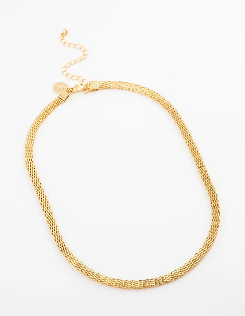 Gold Plated Fine Weave Chain Necklace